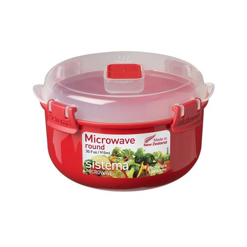 Sistema Round microwave container with a vent, 915 ml, red