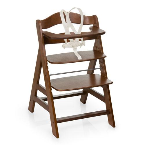 Hauck Alpha+ Traditional high chair with a hard seat made of walnut