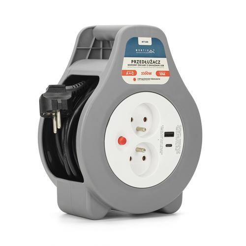 MONTIS Retractable 10m USB Power Extension Cord with 2 AC Outlets (MT188)