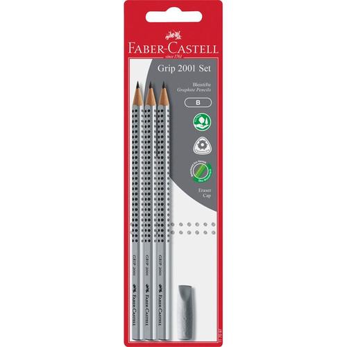 Faber-Castell Pencil Grip 2001 B 3x + Eraser BK