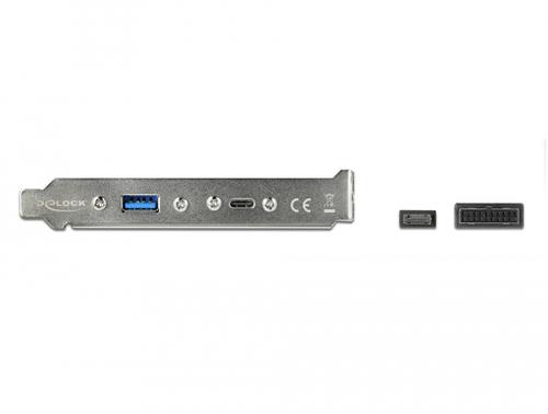Delock USB 3.2 Gen 2 slot cover, Key A connector + 19-pin USB-C + USB-A socket (black, 50cm cable, charging with up to 60 watts)