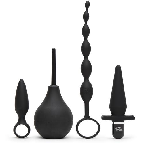 Lovehoney Fifty Shades of Grey Take it Slow Butt Plug Set Black Silicone 4 pc(s)