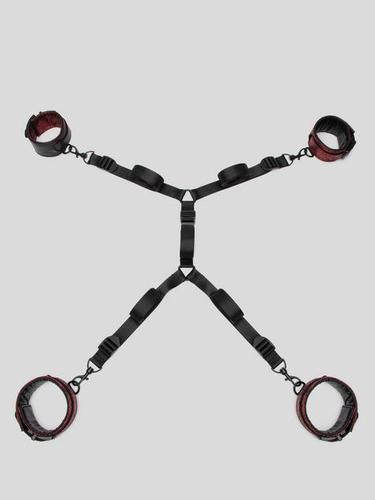 Lovehoney Fifty Shades of Grey Sweet Anticipation Reversible Under Mattress Restraint Set Bondage Collar Black Faux Leather